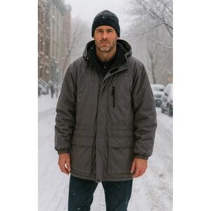 Cabincore Sport Jacket  XL GRAY Parka Coat Fleece Insulated USA J Crew VTG